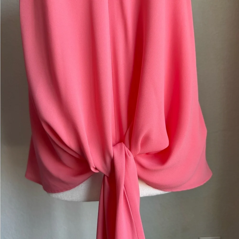 Express Coral Pink Keyhole Tie Front Tank Top - Picture 4 of 6
